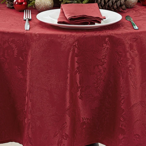Poinsettia Jacquard Holiday Tablecloth Set (Quantity 1)