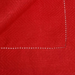 20" x 14" Hemstitch Red Linen Placemat (Quantity 8)