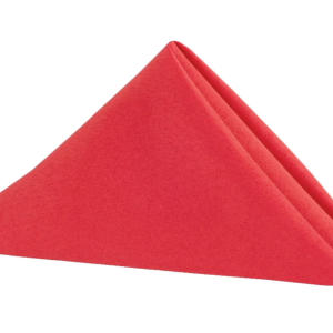 Red polyester hemmed dinner napkins  (Quantity 24)