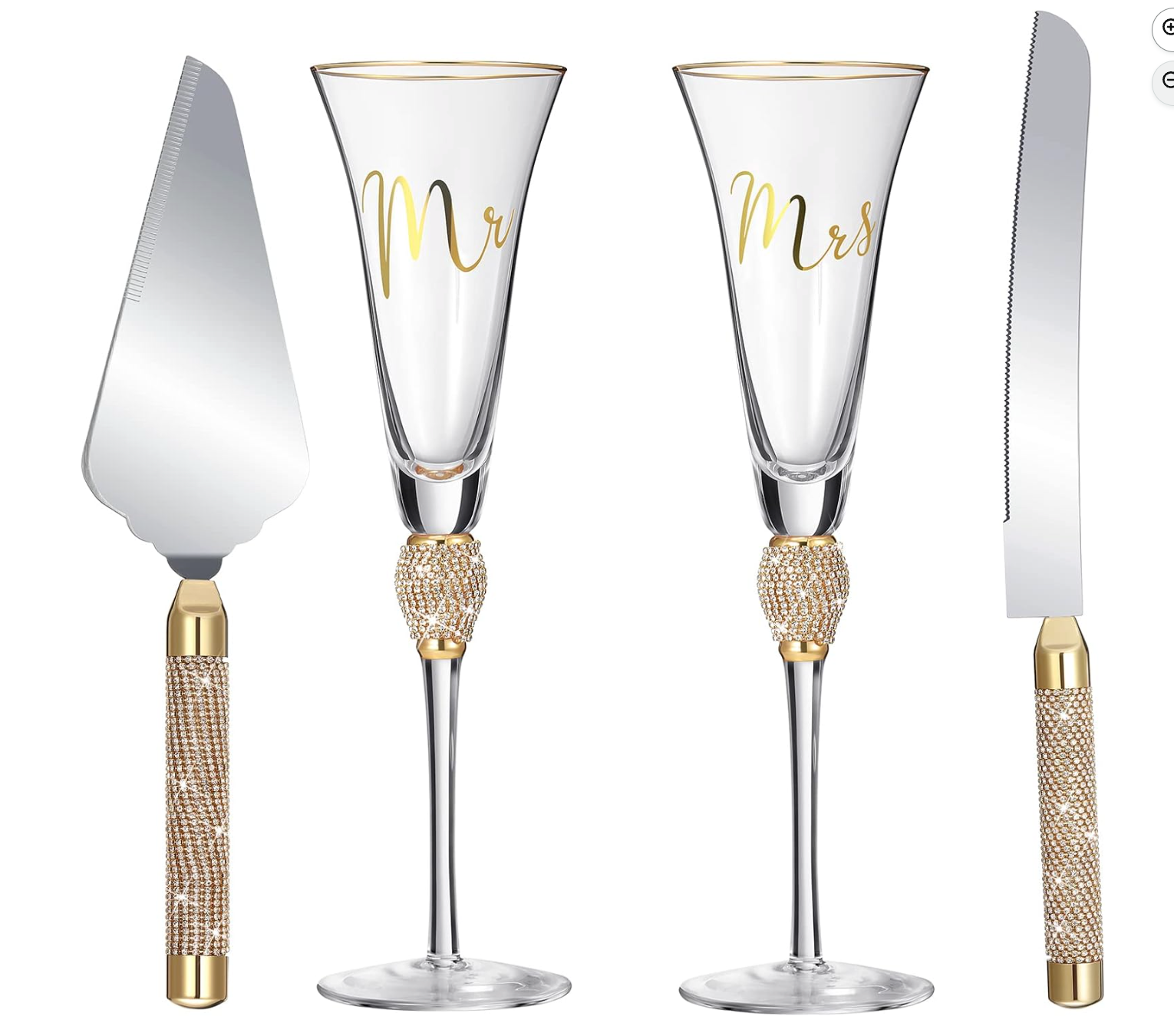 Champagne Toast Flutes and Cake Service