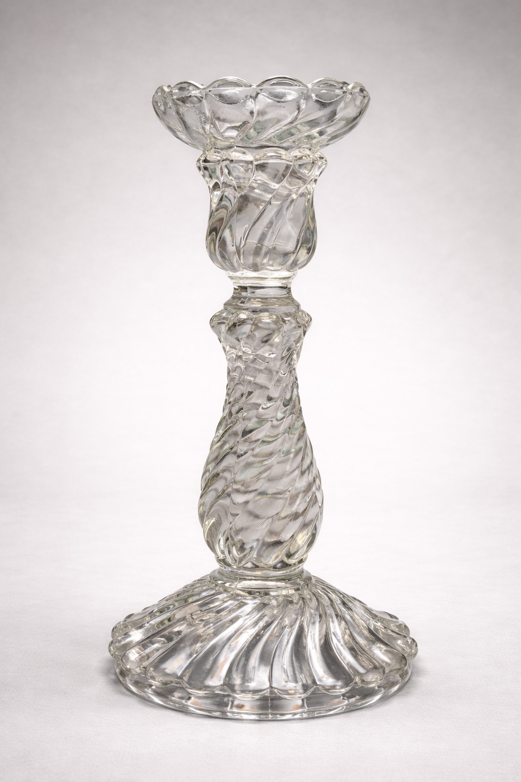 Twisted Pressed Glass Candlestick