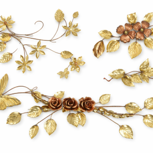 Brass and Copper MCM Floral Decor (7 pieces)
