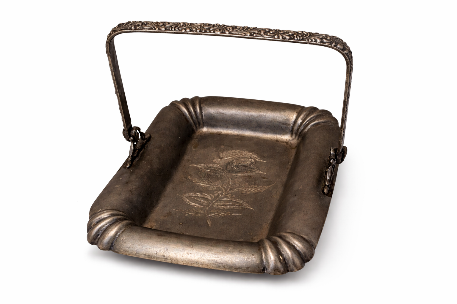 Victorian Silverplate Napkin Basket with Swing Handle