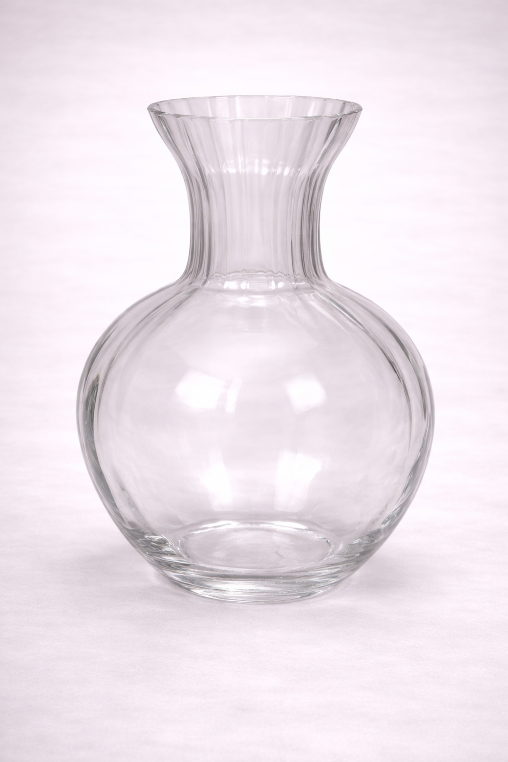 Vertical Optic Ribbing Vase with Flared Neck
