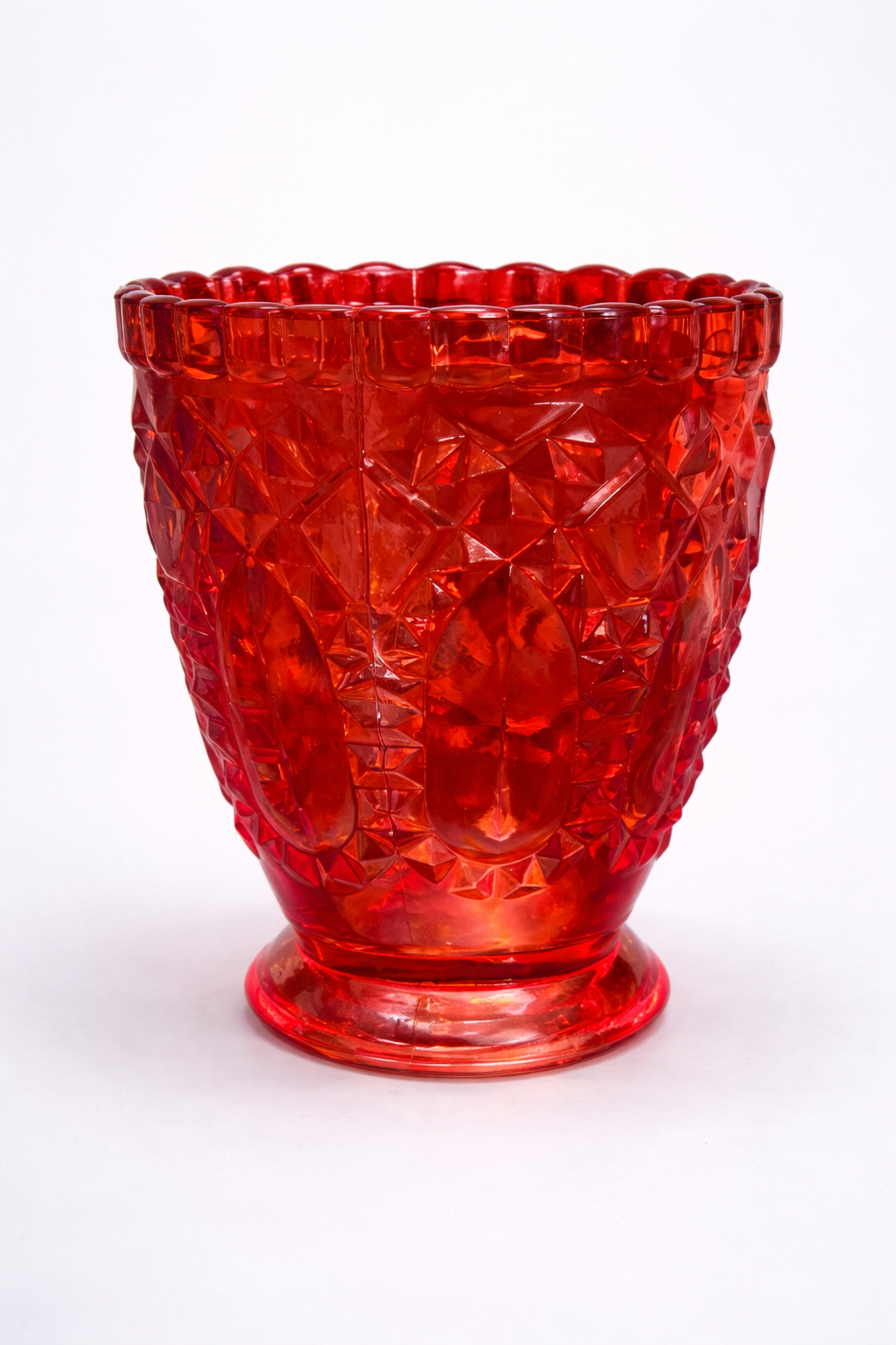 Ruby Pressed Glass Vessel — Vintage Style Replica