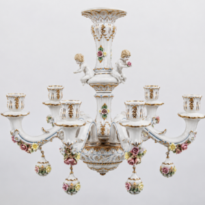 Capodimonte Italian Porcelain Chandelier with Cherubs (Quantity 1)