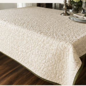 Ivory Botanical Quilted Coverlet (Quantity 1)