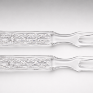 Diamond and Star Patter Pressed Glass Salad Forks (Quantity 2)